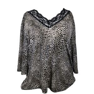 Vintage Fashion Bug Plus 26-28 Sleep Top Cheetah And Lace